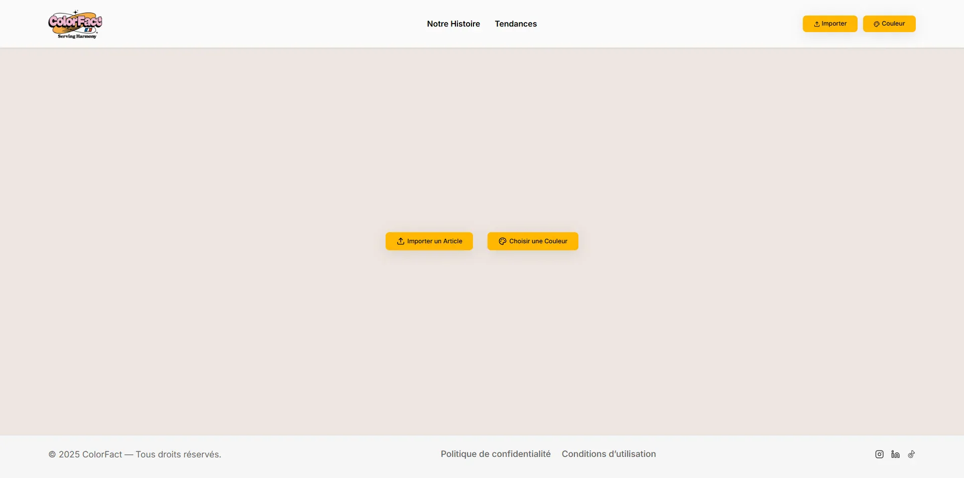 Colorfact AI color analysis platform homepage