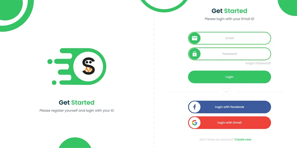 ServeMe login screen