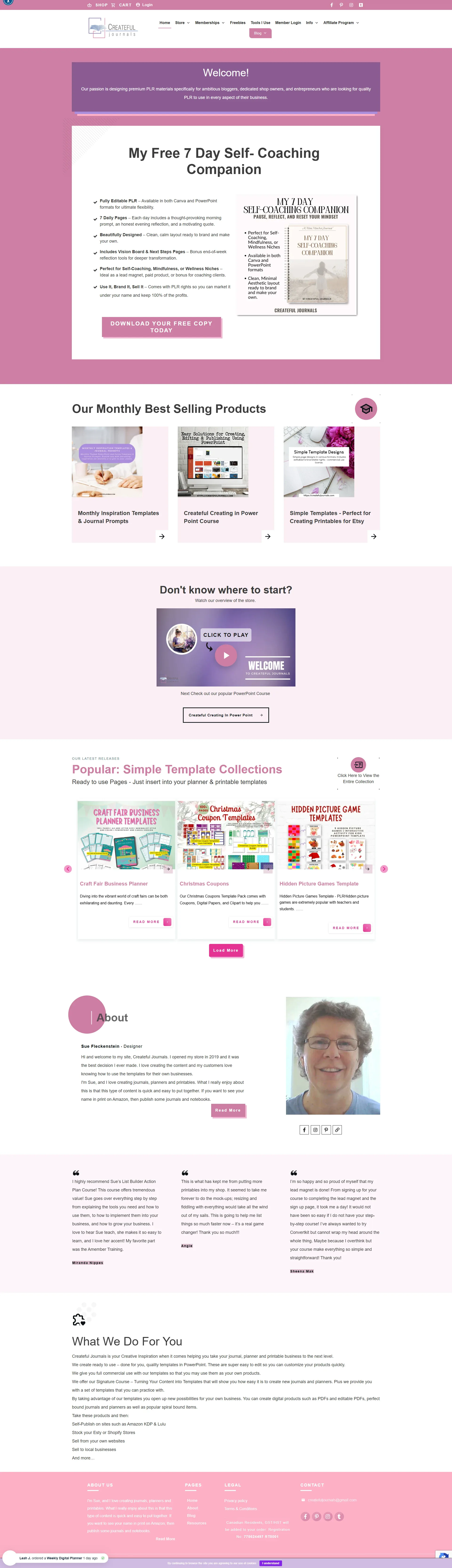 Createful Journals homepage
