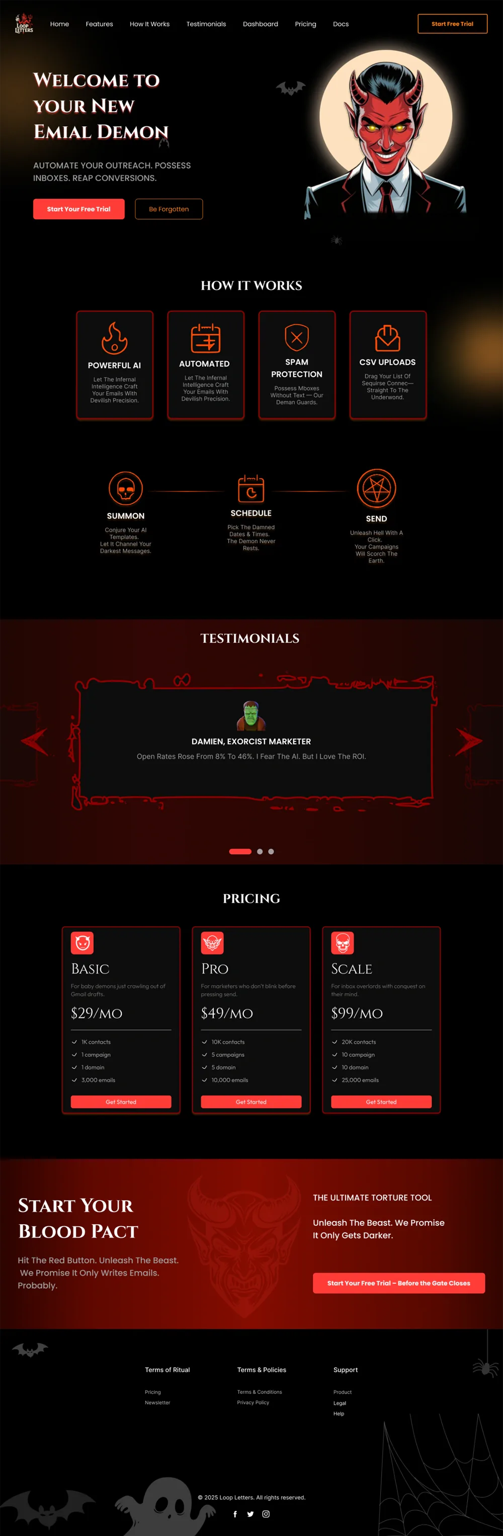 Email Demon landing page preview