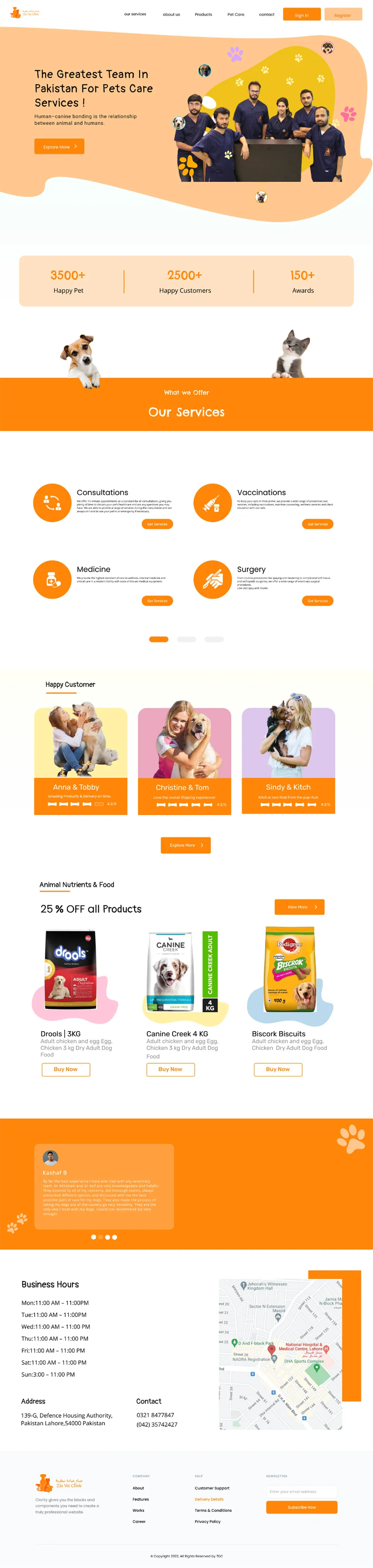 Zia Vet Clinic full website homepage screen
