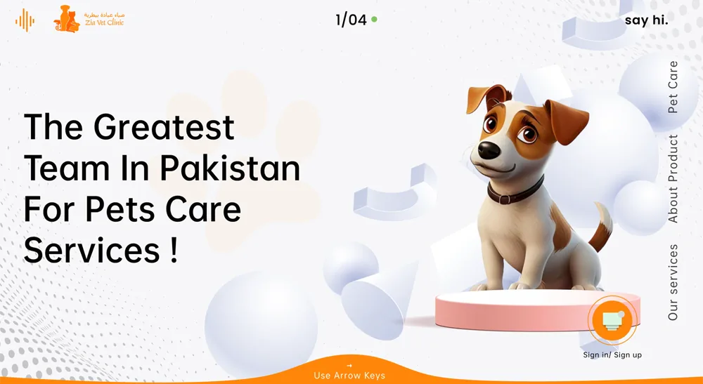 Zia Vet Clinic hero presentation screen