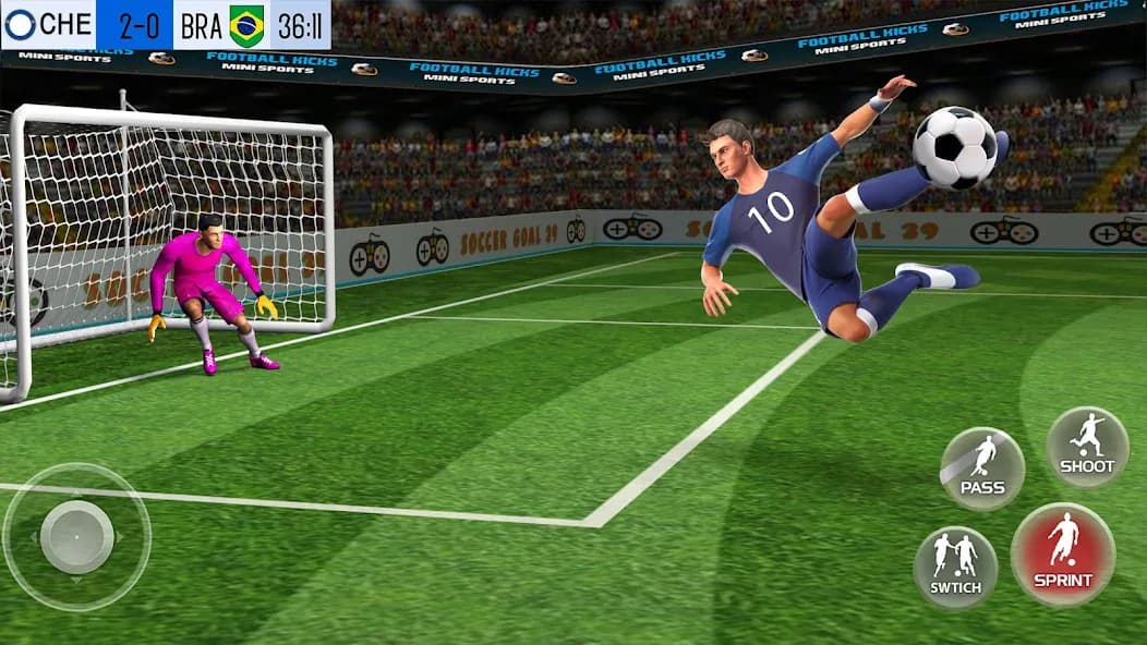 Play Football Soccer Games stadium goal attempt screen