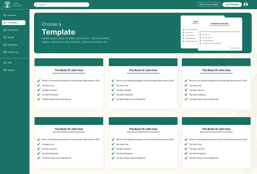 LifeScript dashboard overview screen LifeScript dashboard overview screen