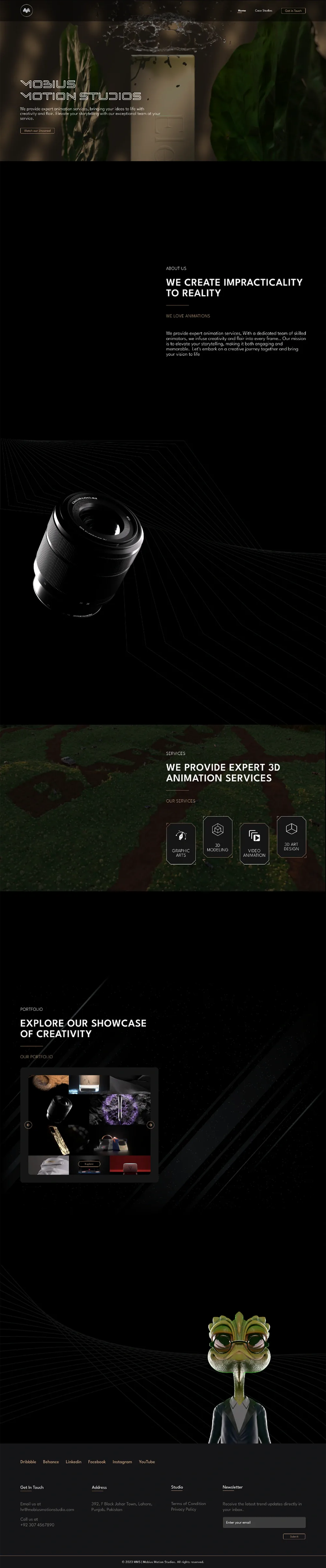 Mobius Motion Studios cinematic homepage screen Mobius Motion Studios cinematic homepage screen